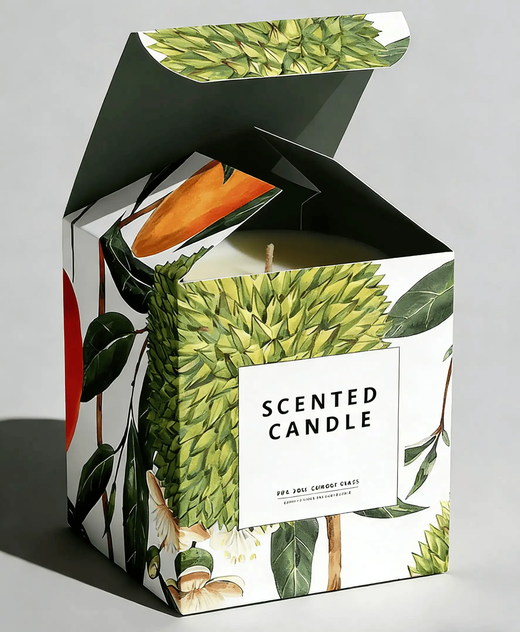 Caja con extremo plegable